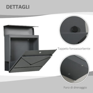 Μεταλλικό Γραμματοκιβώτιο 37 x 10.5 x 37 cm HOMCOM B80-011V00CG - Image 4