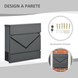 Μεταλλικό Γραμματοκιβώτιο 37 x 10.5 x 37 cm HOMCOM B80-011V00CG - Image 5