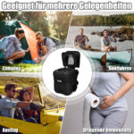 Costway Φορητή Τουαλέτα Κατασκήνωσης 20L + 12L με Αφαιρούμενη Δεξαμενή Λυμάτων - Μαύρη BA7620DK - Image 3
