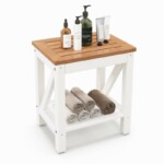 Costway  Πάγκος Ντους Μπάνιου με Ράφι έως 150 kg Αδιάβροχος 43 x 32 x 47 cm BA7863CF - Image 2