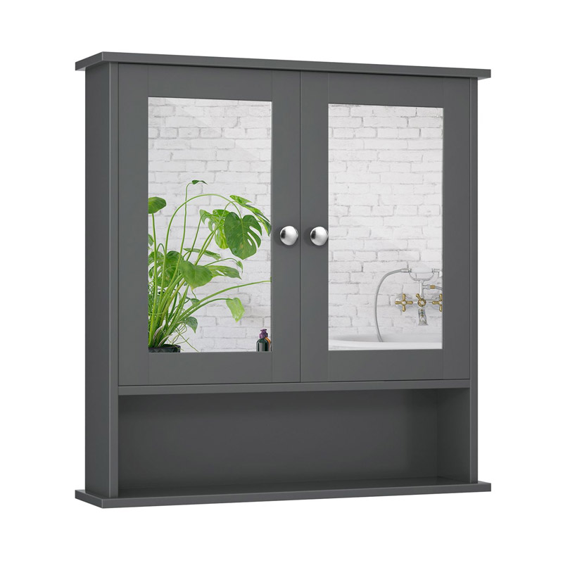 Καθρέπτης Μπάνιου με Ντουλάπι 56.5 x 13.5 x 58.5 cm Χρώματος Γκρι Costway BA7910GR Καθρέπτης Μπάνιου με Ντουλάπι 56.5 x 13.5 x 58.5 cm Χρώματος Γκρι Costway BA7910GR