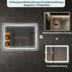 Costway  Καθρέφτης Μπάνιου LED με Φωτισμό Αντιθαμβωτικός Ορθογώνιος 80 x 60 cm. BA8169DE - Image 5