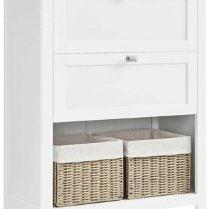 VASAGLE Λευκό Ντουλάπι Μπάνιου με 2 Συρτάρια και Ρυθμιζόμενους Διαχωριστές