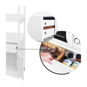 Ραφιέρα Μπάνιου με 2 Ράφια και 1 Ντουλάπι 60 x 122 x 32.5 cm Songmics BBC64WT - Image 2