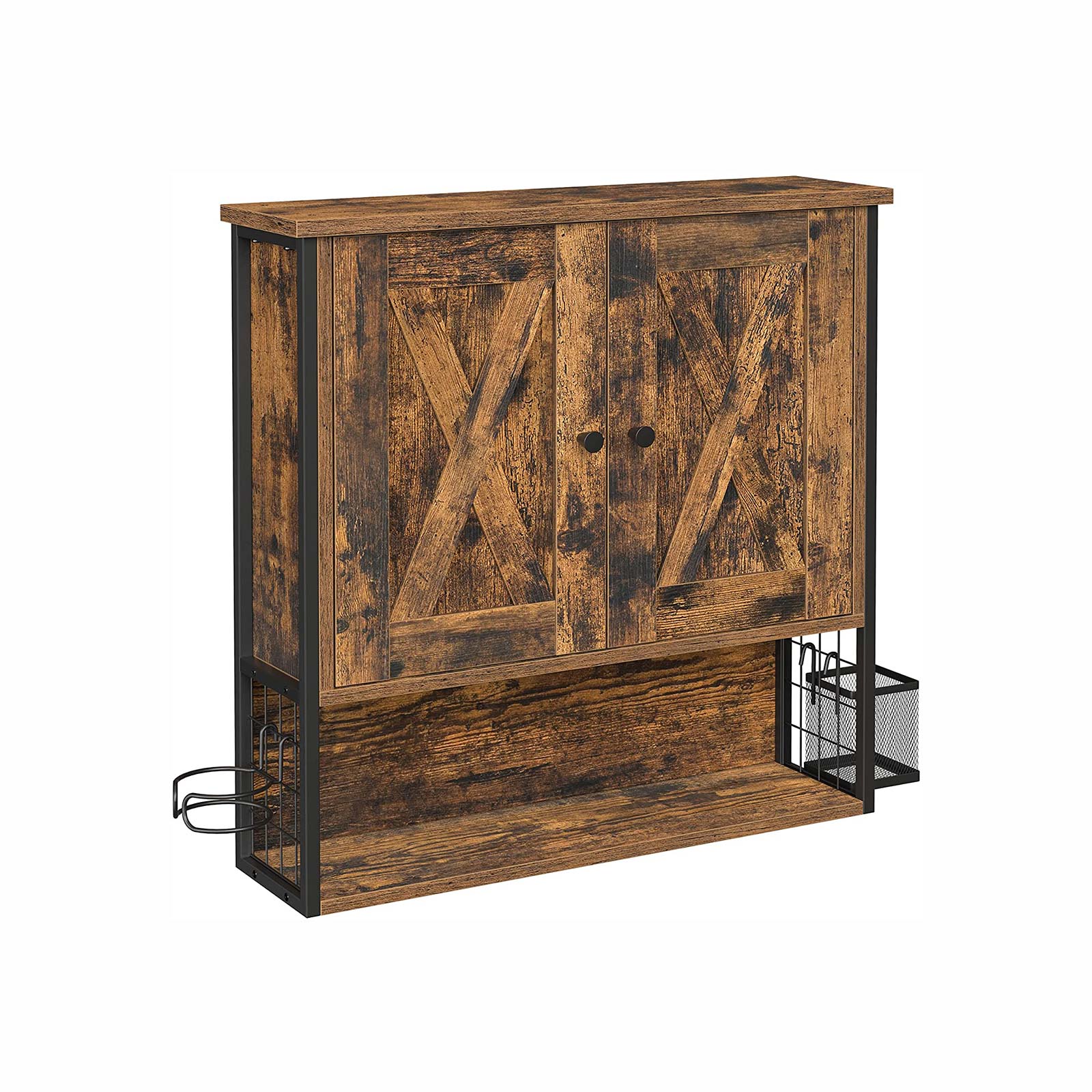 VASAGLE Επιτοίχιο Ντουλάπι Τοίχου Μπάνιου με Θήκη για Πιστολάκι Μαλλιών