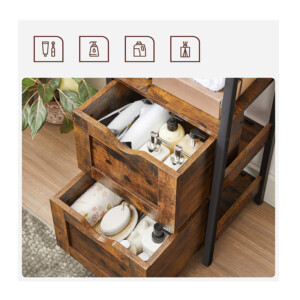 Μεταλλική Ραφιέρα Μπάνιου με 2 Ράφια και 2 Συρτάρια 37 x 30 x 80 cm VASAGLE BBK151B01 - Image 2