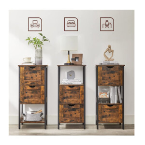 Μεταλλική Ραφιέρα Μπάνιου με 2 Ράφια και 2 Συρτάρια 37 x 30 x 80 cm VASAGLE BBK151B01 - Image 3