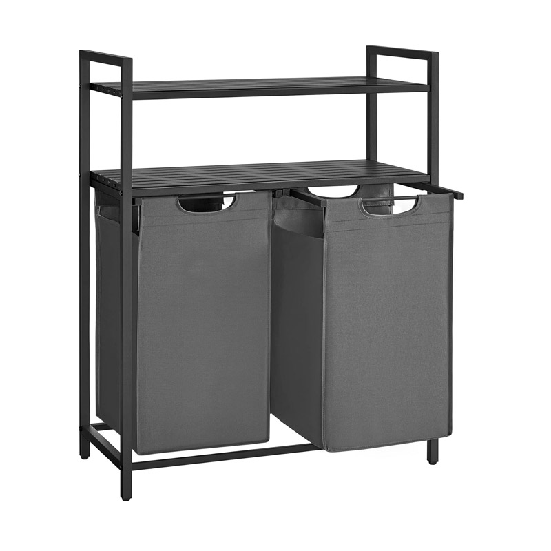 Μεταλλικό Καλάθι Απλύτων με 2 Χώρους και 2 Ράφια 73 x 33 x 92 cm Χρώματος Γκρι VASAGLE BLH211G01 Μεταλλικό Καλάθι Απλύτων με 2 Χώρους και 2 Ράφια 73 x 33 x 92 cm Χρώματος Γκρι VASAGLE BLH211G01