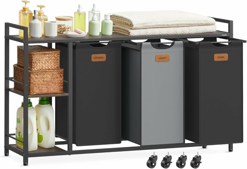 VASAGLE Τροχήλατο Έπιπλο Μπάνιου με 3 Διαχωριστικά Καλάθια Απλύτων 117x33x80.5cm Χωρητικότητας 150 Lτ BLH312B01 VASAGLE Τροχήλατο Έπιπλο Μπάνιου με 3 Διαχωριστικά Καλάθια Απλύτων 117x33x80.5cm Χωρητικότητας 150 Lτ BLH312B01