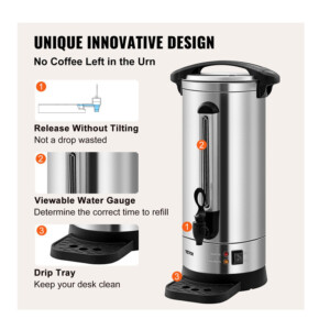 Βραστήρας για Καφέ Φίλτρου και Τσάι 16.4 Lt 1500 W 22 x 48.9 cm VEVOR BSYK110SUS304EMWKV2 - Image 4