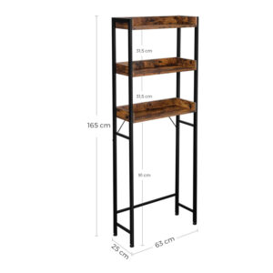 Μεταλλική Εταζέρα Μπάνιου με 3 Ράφια 63 x 25 x 165 cm VASAGLE BTS002B01V1 - Image 2