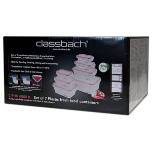 Σετ Φαγητοδοχεία 7 Τεμαχίων με Αεροστεγές Κλείσιμο - Διάφανο/Κόκκινο C-FHD4008K CLASSBACH - Image 3