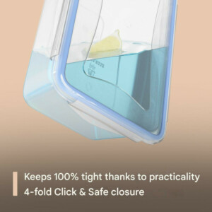 Σετ 6 Πλαστικά Δοχεία Φαγητού 1L με Καπάκια 19.5 x 7.6 x 13cm - Διάφανο/Μπλε C-FHD4023K CLASSBACH - Image 4