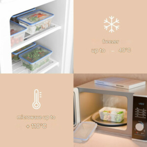 Σετ 6 Πλαστικά Δοχεία Φαγητού 1L με Καπάκια 19.5 x 7.6 x 13cm - Διάφανο/Μπλε C-FHD4023K CLASSBACH - Image 5