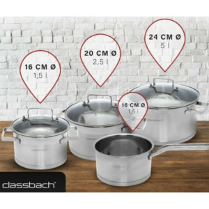 Σετ Μαγειρικά Σκεύη από Ανοξείδωτο Ατσάλι 7 τεμάχια C-KTS4016 CLASSBACH - Image 5