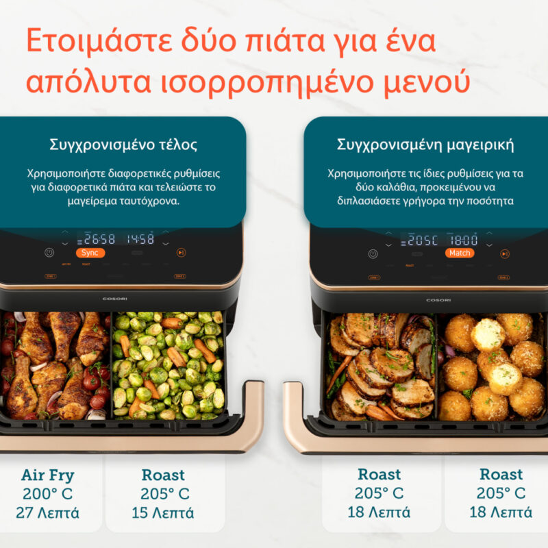 COSORI Διπλή Φριτέζα Αέρος Dual Blaze TwinFry CAF-TF101S, 10L, Μαύρη CAF-TF101S-AEUR - Image 5