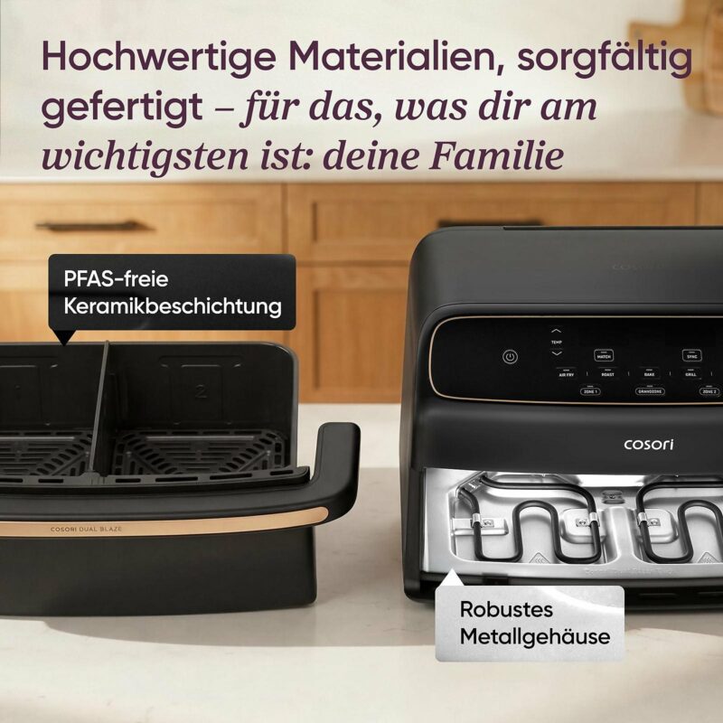 Cosori Φριτέζα Αέρος Air Fryer TwinFry Compact 10lt 2700W με Διπλό Κάδο & Wi-Fi Μαύρη CAF-TF801-CEUR - Image 4