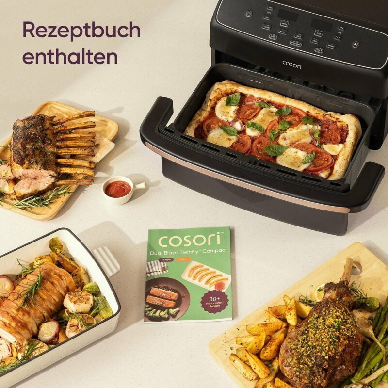 Cosori Φριτέζα Αέρος Air Fryer TwinFry Compact 10lt 2700W με Διπλό Κάδο & Wi-Fi Μαύρη CAF-TF801-CEUR - Image 5