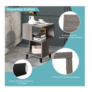 Σετ Ξύλινα Κομοδίνα με 2 Ράφια 40 x 40 x 64 cm 2 τμχ Costway CB10236 - Image 3