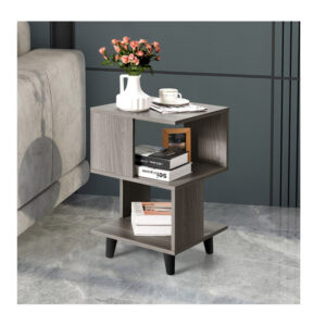 Σετ Ξύλινα Κομοδίνα με 2 Ράφια 40 x 40 x 64 cm 2 τμχ Costway CB10236 - Image 4