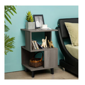 Σετ Ξύλινα Κομοδίνα με 2 Ράφια 40 x 40 x 64 cm 2 τμχ Costway CB10236 - Image 5