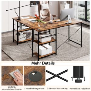 Costway Μετατρέψιμο Γραφείο Υπολογιστή 151 x 151 x 75 cm σε Σχήμα L με Ρυθμιζόμενα Ράφια και Ανθεκτική Μεταλλική Κατασκευή CB10462CF+ - Image 3