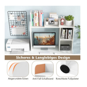 Επιτραπέζια Ραφιέρα Γραφείου με 5 Ράφια 94 x 25 x 74 cm Costway CB10471WH - Image 2