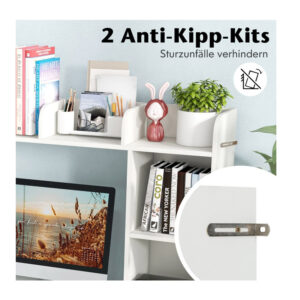 Επιτραπέζια Ραφιέρα Γραφείου με 5 Ράφια 94 x 25 x 74 cm Costway CB10471WH - Image 3