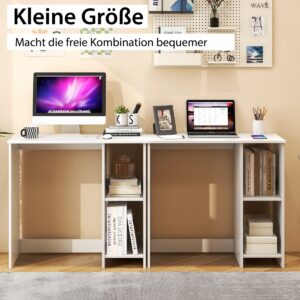 Costway  Μικρό Γραφείο Υπολογιστή 80 εκ. με Διπλό Ράφι και Σταθερή Κατασκευή CB10516WH - Image 3