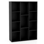 Costway Μαύρη Βιβλιοθήκη με 11 Θέσεις 74 x 24 x 106 cm CB10703DK