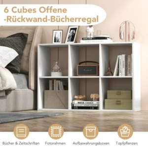 Costway Ράφι Βιβλιοθήκης με 6 Θέσεις Λευκό για Καθιστικό CB10763WH