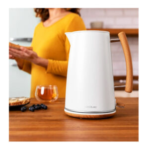 Ασύρματος Ηλεκτρικός Βραστήρας από Ανοξείδωτο Ατσάλι 1.7 Lt Cecotec Thermosense 400 White Woody CEC-01480 - Image 2