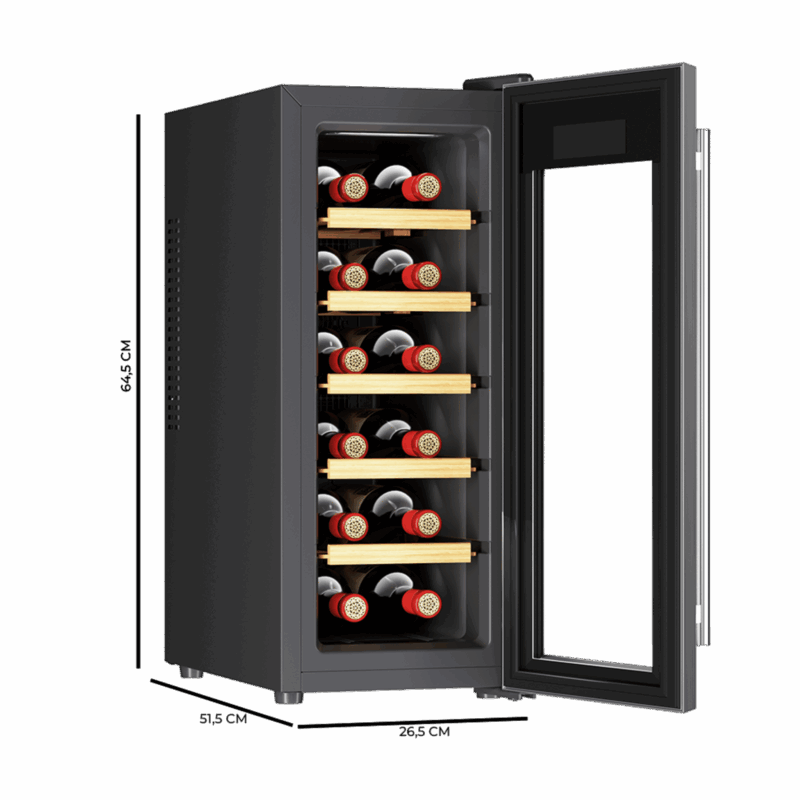 CECOTEC  Συντηρητής Κρασιών Bolero GrandSommelier 1270 CoolWood  Χωρητικότητα 12 Φιαλών και Θερμοηλεκτρική Ψύξη, Ρυθμιζόμενη Θερμοκρασία και Εσωτερικό LED Φωτισμό  CEC-100099 - Image 3