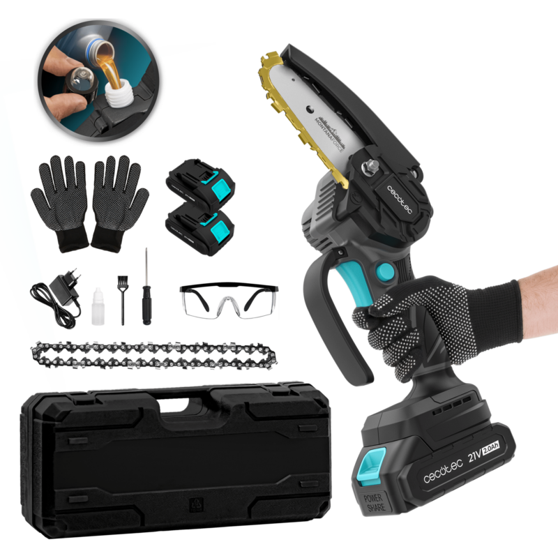 Cecotec Αλυσοπρίονο Χειρός 4" MontanaForce 4000 με Μπαταρία 21V. Λίπανση με κουμπί. Περιλαμβάνει βαλιτσάκι Cecotec Αλυσοπρίονο Χειρός 4" MontanaForce 4000 με Μπαταρία 21V. Λίπανση με κουμπί. Περιλαμβάνει βαλιτσάκι