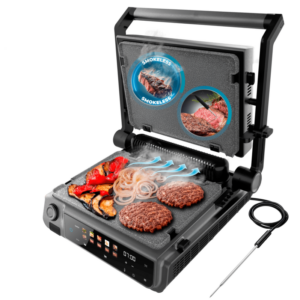 Cecotec Ηλεκτρική Γκριλιέρα Rock'nGrill 2000 Smash PerfectCook 2000W με Αφαιρούμενες Πλάκες και με αισθητήρα θερμοκρασίας, τεχνολογία smokeless, λειτουργία smash, αφαιρούμενες και αναστρέψιμες πλάκες RockStone κατάλληλες για πλυντήριο πιάτων και άνοιγμα - Image 5