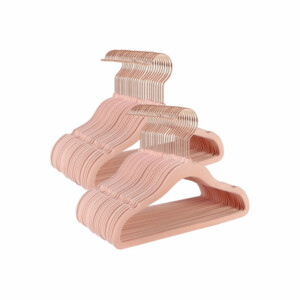 SONGMICS Σετ 50 Βελούδινων Παιδικών Κρεμαστρών Ανοιχτό Ροζ