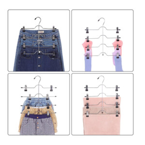 Σετ Μεταλλικές Κρεμάστρες για Παντελόνια / Φούστες 4 Θέσεων με Ρυθμιζόμενα Κλιπς 3 τμχ Songmics CRI042BK - Image 2