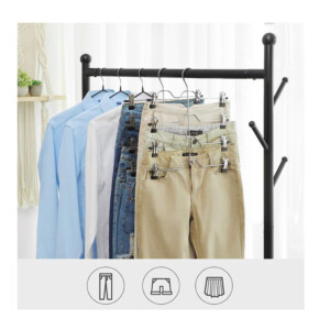 Σετ Μεταλλικές Κρεμάστρες για Παντελόνια / Φούστες 4 Θέσεων με Ρυθμιζόμενα Κλιπς 3 τμχ Songmics CRI042BK - Image 3
