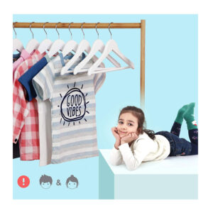 Σετ Παιδικές Ξύλινες Κρεμάστρες Ρούχων 20 τμχ Χρώματος Λευκό Songmics CRW06W-20 - Image 5