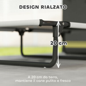 PawHut Πτυσσόμενο Κρεβάτι για Μεγάλα Σκύλους με Δίχτυ, 107x61x20 cm, Ανοιχτό Γκρι D04-299V01LG - Image 4