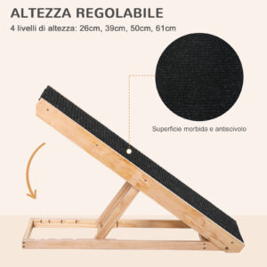 PawHut Ramp για σκύλους και γάτες έως 75 κιλά Πτυσσόμενη αντιολισθητική και ρυθμιζόμενη D06-102 - Image 3