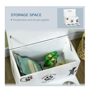 Σετ 3 Ανοξείδωτα Μπολ Γεύματος με Αποθηκευτικό Χώρο για Κατοικίδια 57 x 53 x 37.5 cm PawHut D08-037V00WT - Image 2