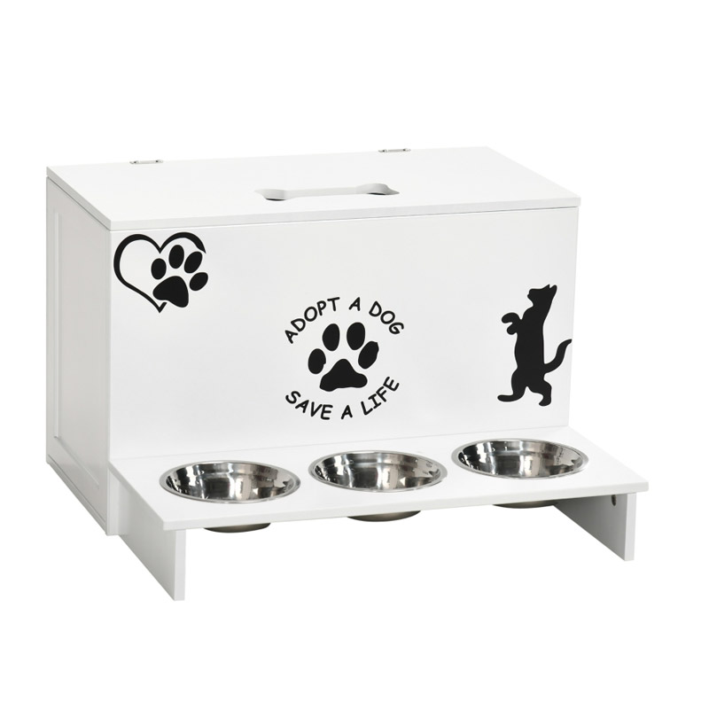 Σετ 3 Ανοξείδωτα Μπολ Γεύματος με Αποθηκευτικό Χώρο για Κατοικίδια 57 x 53 x 37.5 cm PawHut D08-037V00WT Σετ 3 Ανοξείδωτα Μπολ Γεύματος με Αποθηκευτικό Χώρο για Κατοικίδια 57 x 53 x 37.5 cm PawHut D08-037V00WT