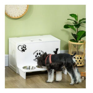 Σετ 3 Ανοξείδωτα Μπολ Γεύματος με Αποθηκευτικό Χώρο για Κατοικίδια 57 x 53 x 37.5 cm PawHut D08-037V00WT - Image 5