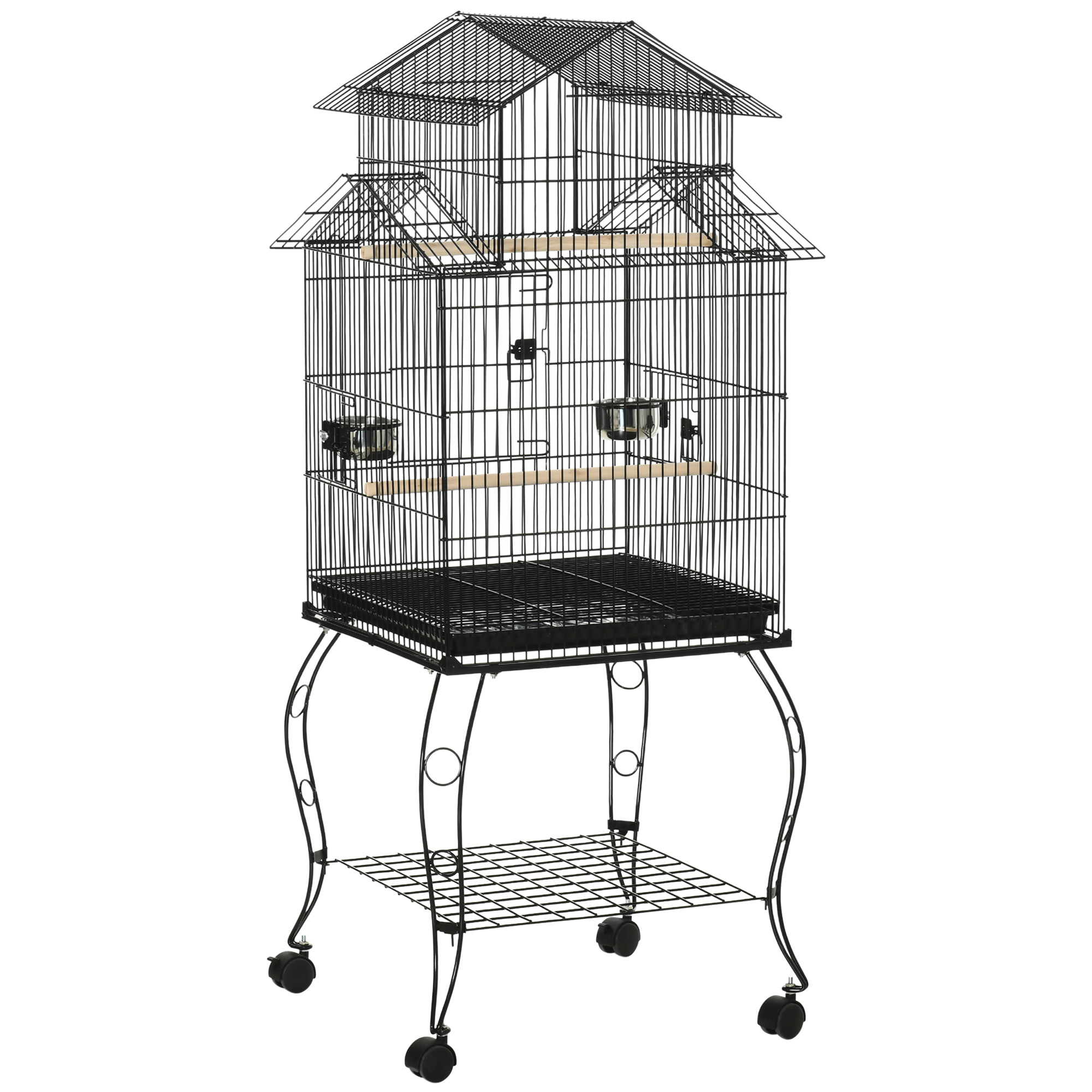 PawHut Indoor Steel and Wood Bird Cage με δίσκο