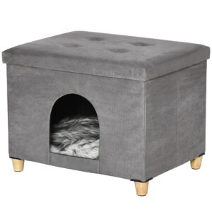 PawHut Cat House Pouf Σκαμπό ποδιών με επένδυση με αφαιρούμενο και πλενόμενο μαξιλάρι