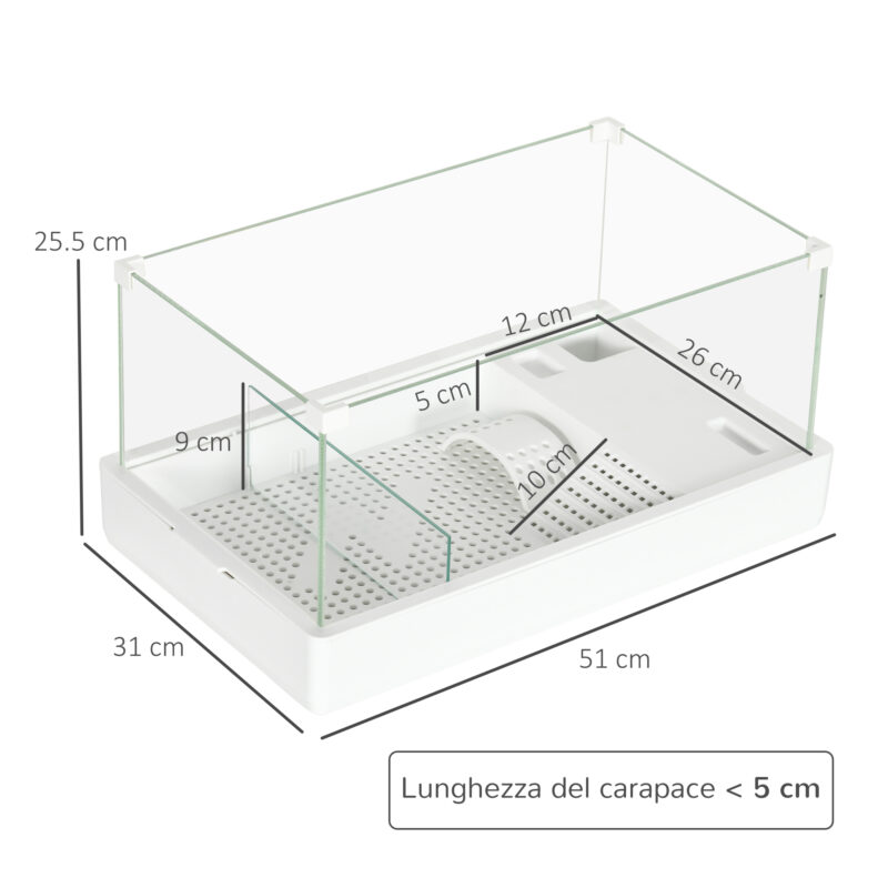 PawHut Λευκή Δεξαμενή για Χελώνες με Φίλτρο, 51x31x25.5 εκ. D40-030V00WT - Image 3