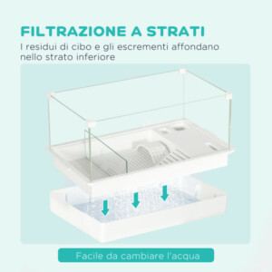 PawHut Λευκή Δεξαμενή για Χελώνες με Φίλτρο, 51x31x25.5 εκ. D40-030V00WT - Image 4