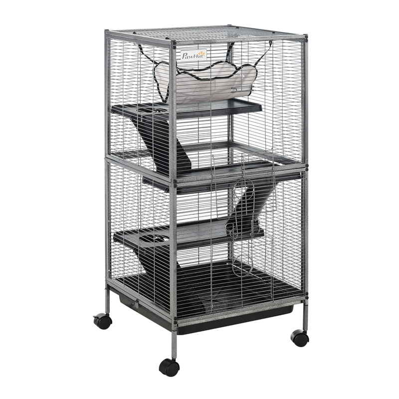 Τροχήλατο Μεταλλικό Κλουβί για Τρωκτικά με 4 Επίπεδα 52 x 52 x 113.5 cm PawHut D51-153 Τροχήλατο Μεταλλικό Κλουβί για Τρωκτικά με 4 Επίπεδα 52 x 52 x 113.5 cm PawHut D51-153