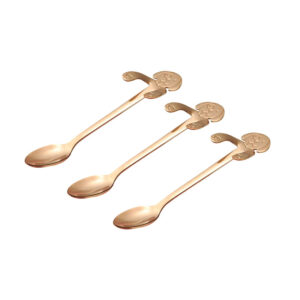 Σετ Κουταλάκια Τσαγιού σε Σχήμα Σκύλου 3 τμχ Χρώματος Ροζ - Χρυσό SPM DB7422 - Image 2